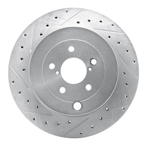 Subaru BRZ Brake Rotor (1) - Rear Left - R1 Concepts - Drilled & Slotted - Silver - `17-`25